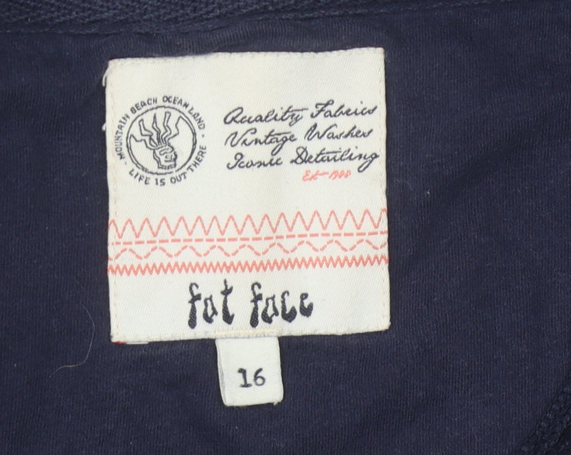 Fat Face Women's Blue Polka Dot Full Zip Hoodie Size 16