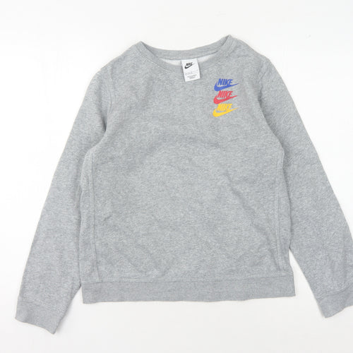 Nike Boys Grey Logo Sweatshirt L - Casual Pullover Style