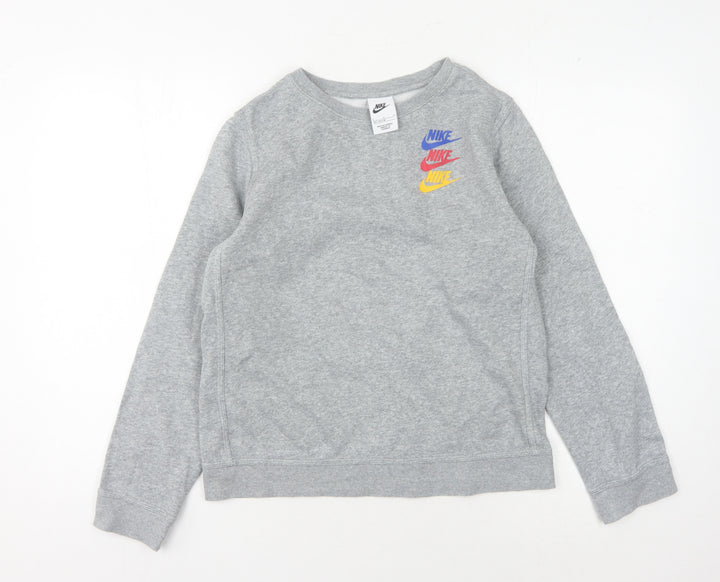Nike Boys Grey Logo Sweatshirt L - Casual Pullover Style