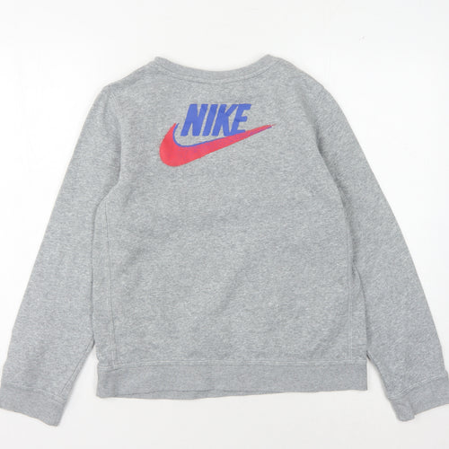 Nike Boys Grey Logo Sweatshirt L - Casual Pullover Style