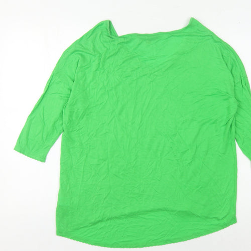 French Connection Green V-Neck Women's Top - S 3/4 Sleeve