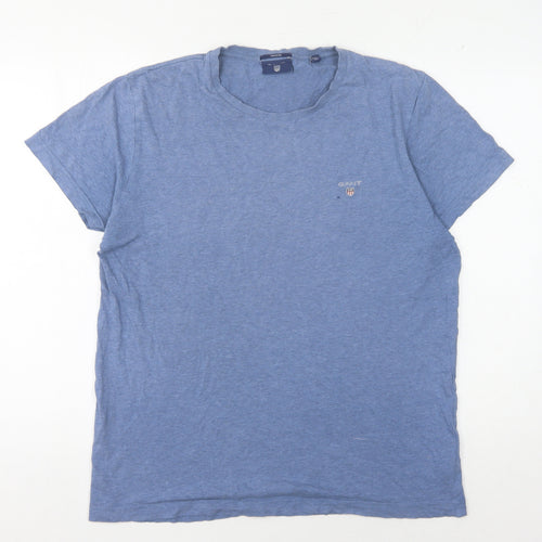 Gant Men's Blue Cotton Logo T-Shirt, Size M, Regular Fit