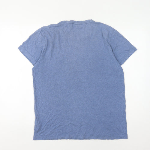 Gant Men's Blue Cotton Logo T-Shirt, Size M, Regular Fit