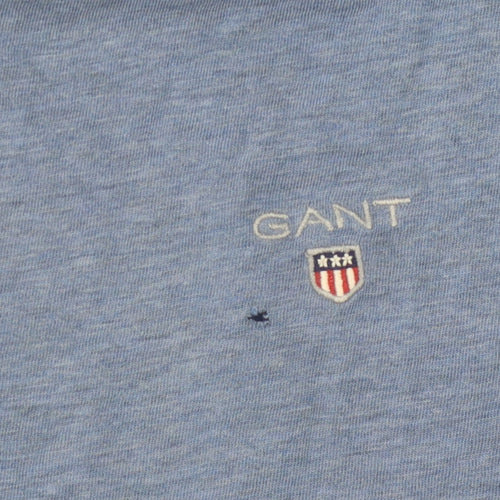 Gant Men's Blue Cotton Logo T-Shirt, Size M, Regular Fit