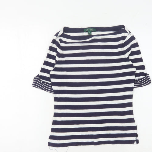 Lauren Ralph Lauren Women's Blue Striped T-Shirt XS