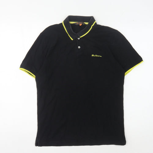 Ben Sherman Men's Black Cotton Polo Shirt Size S