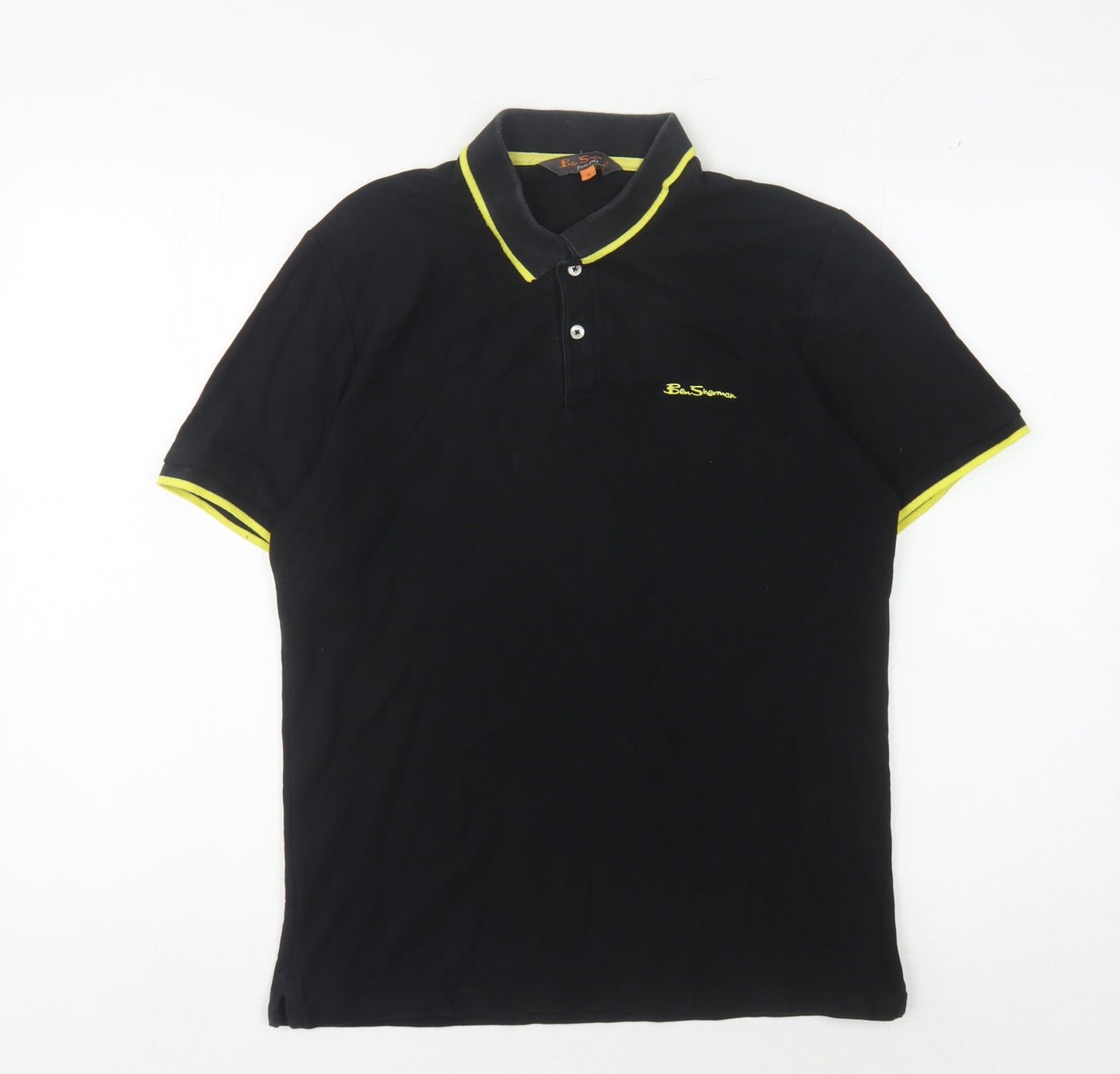 Ben Sherman Men's Black Cotton Polo Shirt Size S