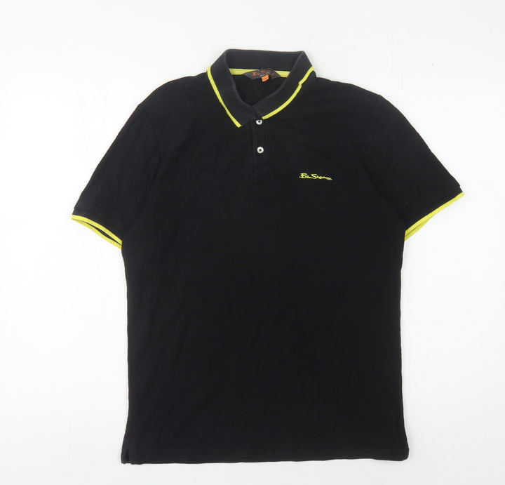 Ben Sherman Men's Black Cotton Polo Shirt Size S