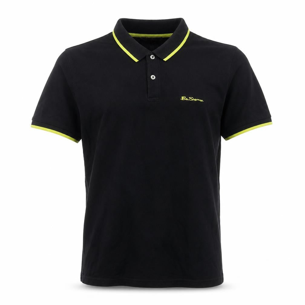 Front view of Ben Sherman Men's Black Cotton Polo Shirt, size S