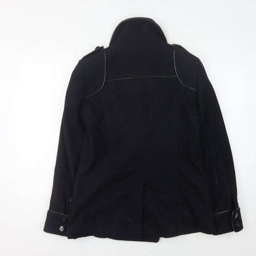 Reiss Women's Black Wool Pea Coat, M, Double-Breasted