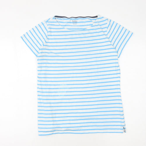 Boden Women's Blue Striped T-Shirt, Size 14
