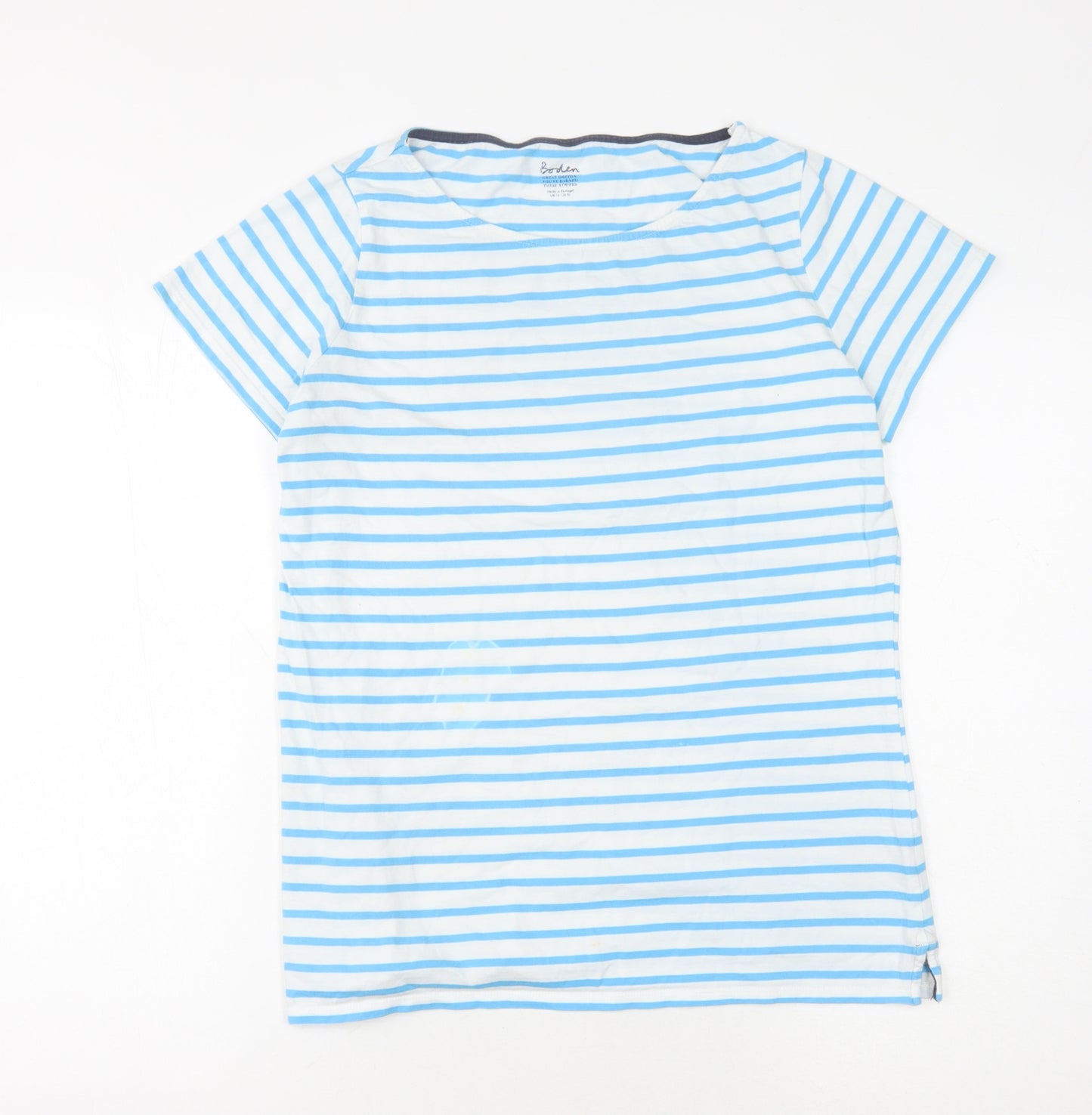 Boden Women's Blue Striped T-Shirt, Size 14