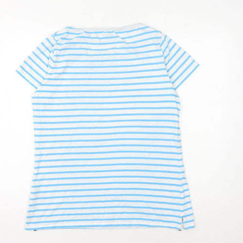 Boden Women's Blue Striped T-Shirt, Size 14