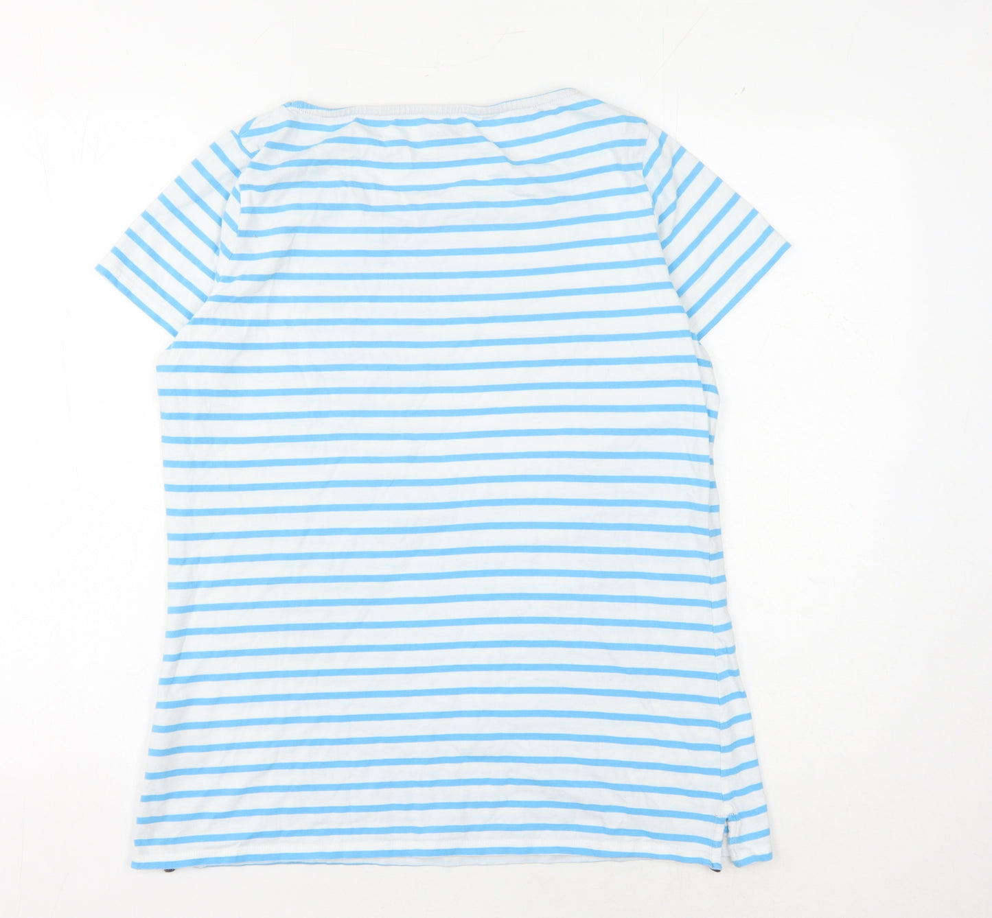 Boden Women's Blue Striped T-Shirt, Size 14