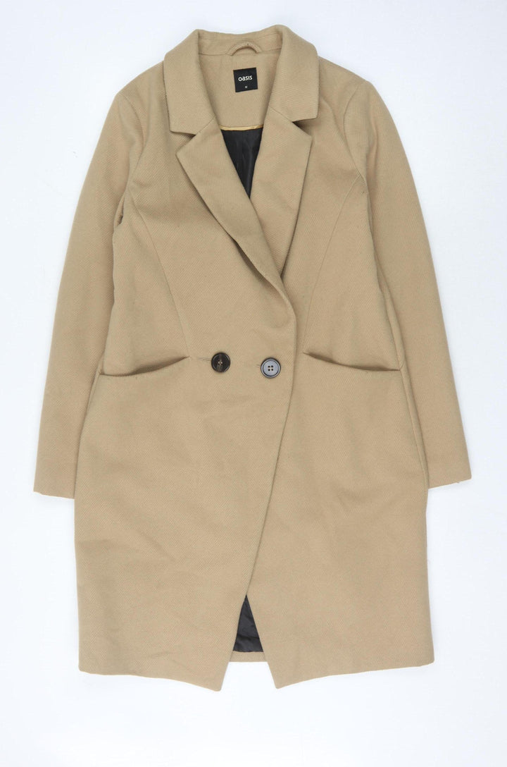 Oasis Women's Beige Long Overcoat Size M