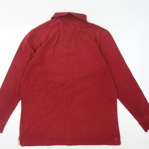 Cotton Traders Men's Red Long Sleeve Polo - Size M