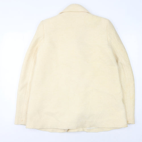 Zara Women's Ivory Wool Motorcycle Jacket M