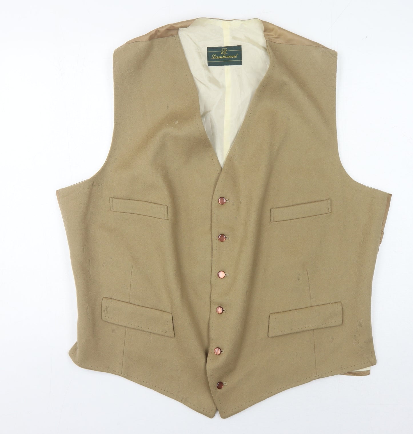Lambourne Men's Beige Wool Waistcoat 51XL