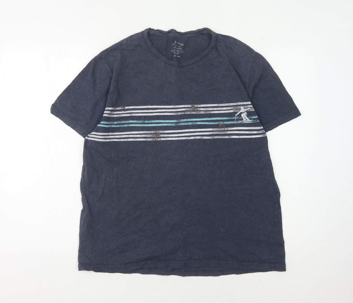 Fat Face Men's Blue Striped T-Shirt, Size L