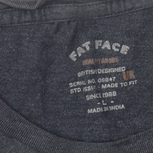 Fat Face Men's Blue Striped T-Shirt, Size L
