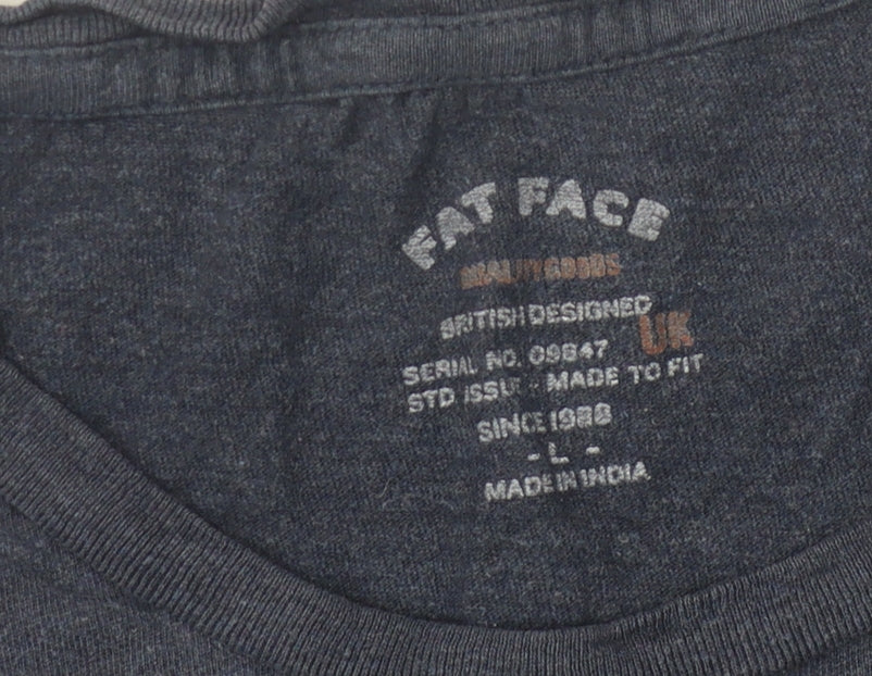 Fat Face Men's Blue Striped T-Shirt, Size L