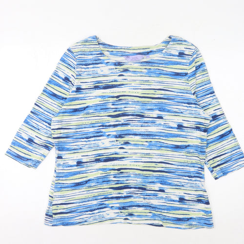 Honor Millburn Women Blue Striped Jersey Top Size 16