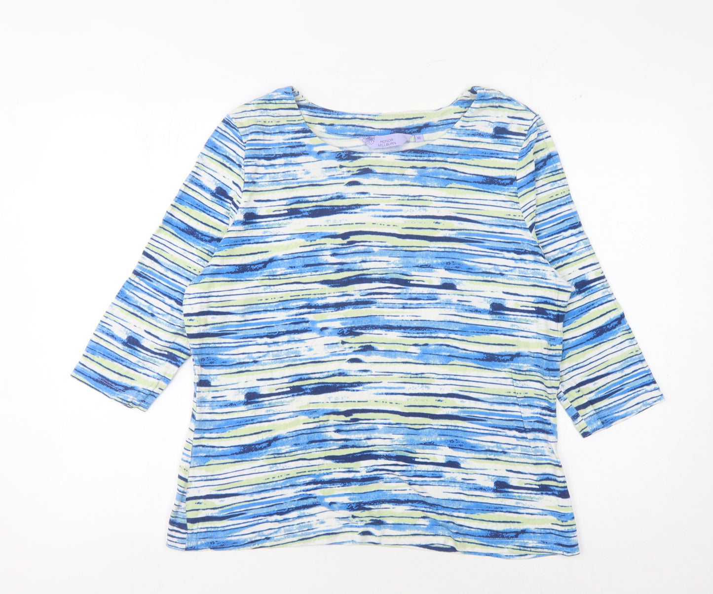 Honor Millburn Women Blue Striped Jersey Top Size 16
