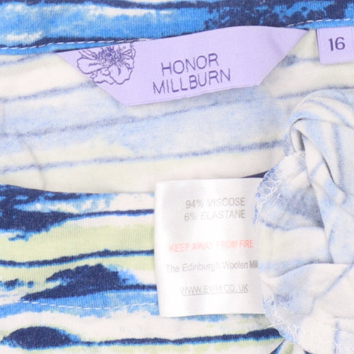 Honor Millburn Women Blue Striped Jersey Top Size 16