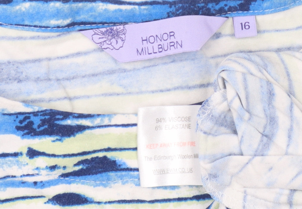 Honor Millburn Women Blue Striped Jersey Top Size 16