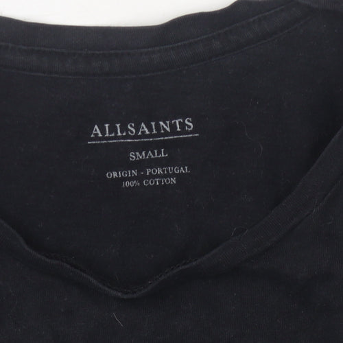 AllSaints Men's Black S Cotton Crew Neck T-Shirt