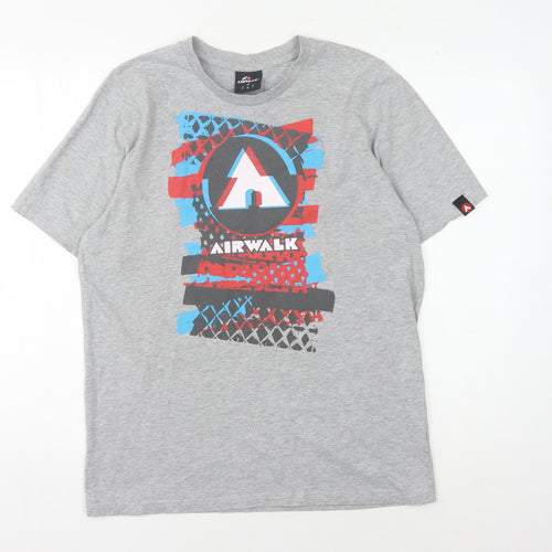 Airwalk Grey Graphic Men's T-Shirt S, Comfortable Cotton Blend