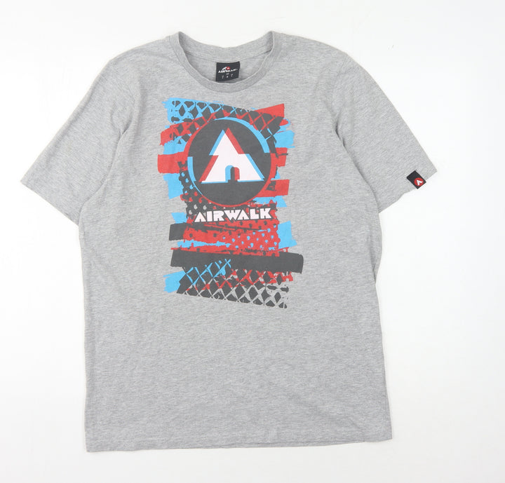 Airwalk Grey Graphic Men's T-Shirt S, Comfortable Cotton Blend
