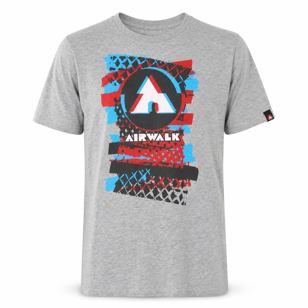 Airwalk Grey Graphic Men's T-Shirt S, Comfortable Cotton Blend