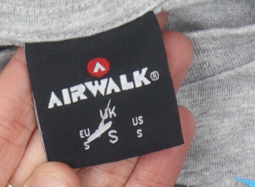 Airwalk Grey Graphic Men's T-Shirt S, Comfortable Cotton Blend