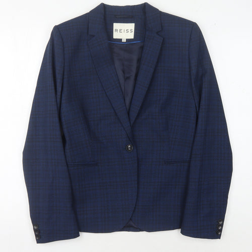 Reiss Women's Blue Check Blazer UK 12 Classic Style