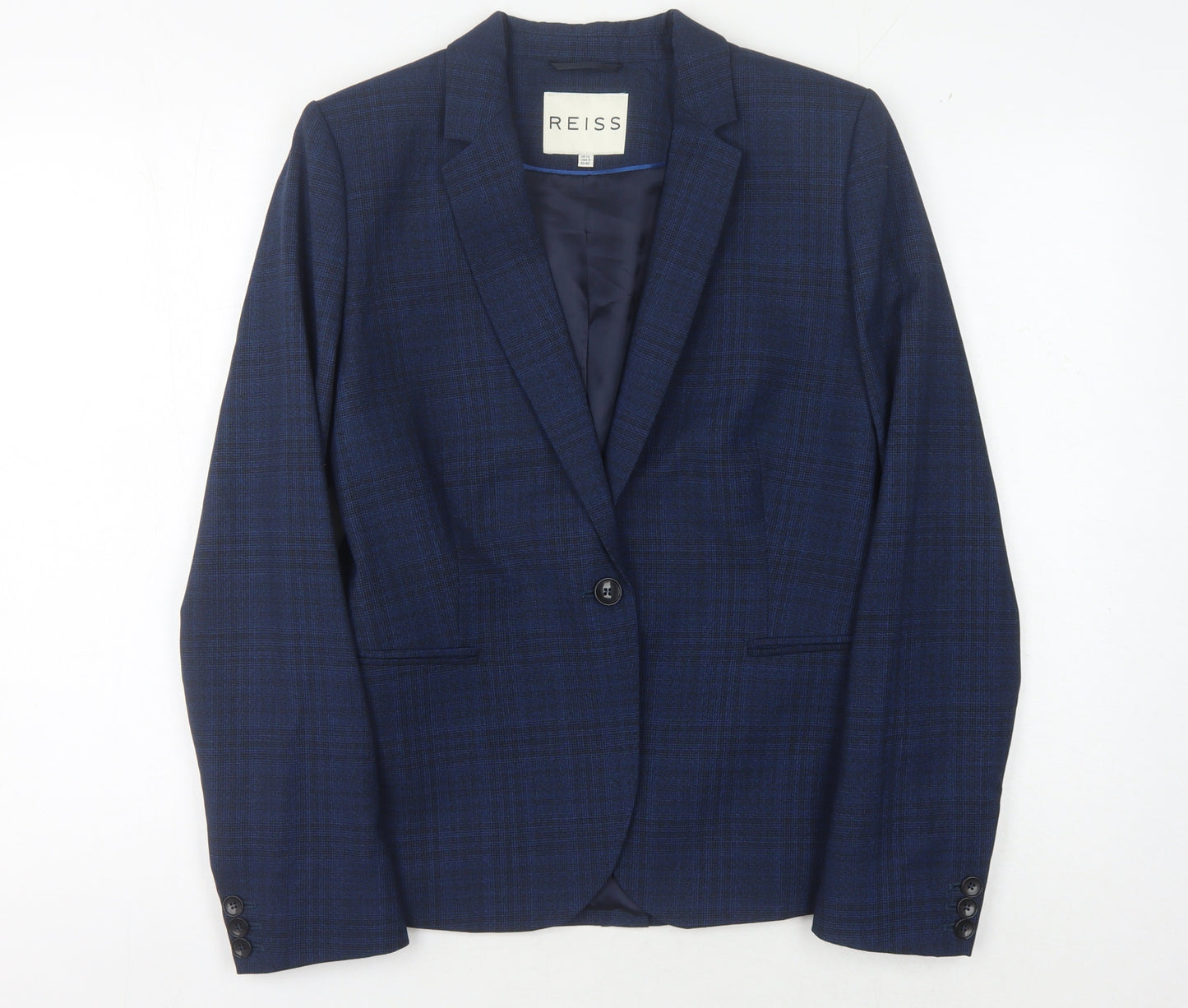 Reiss Women's Blue Check Blazer UK 12 Classic Style