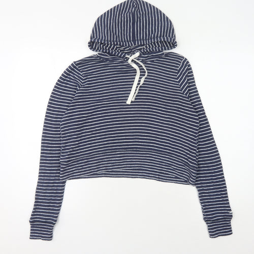 Hollister Women's Blue Striped Pullover Hoodie S