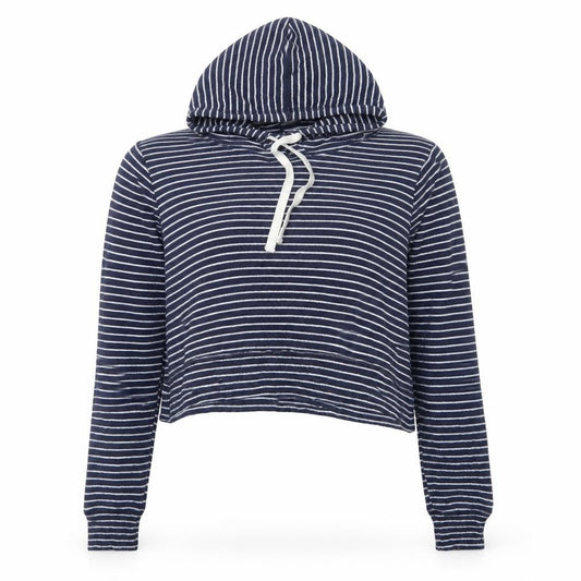 Front view of Hollister Women's Blue Striped Pullover Hoodie S