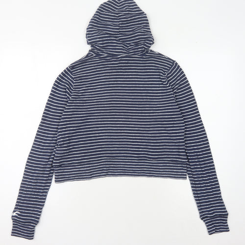 Hollister Women's Blue Striped Pullover Hoodie S