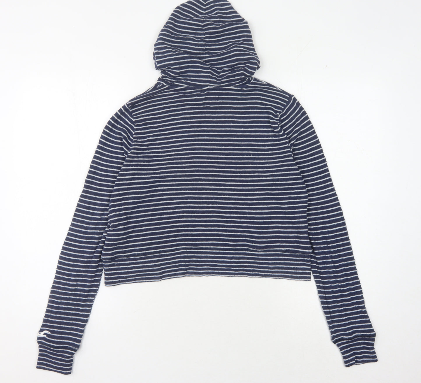 Hollister Women's Blue Striped Pullover Hoodie S