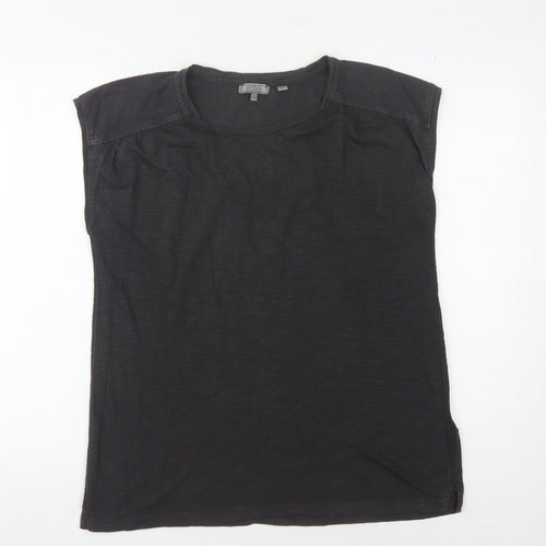 Fat Face Women's Black Crew Neck Cotton Blend Top