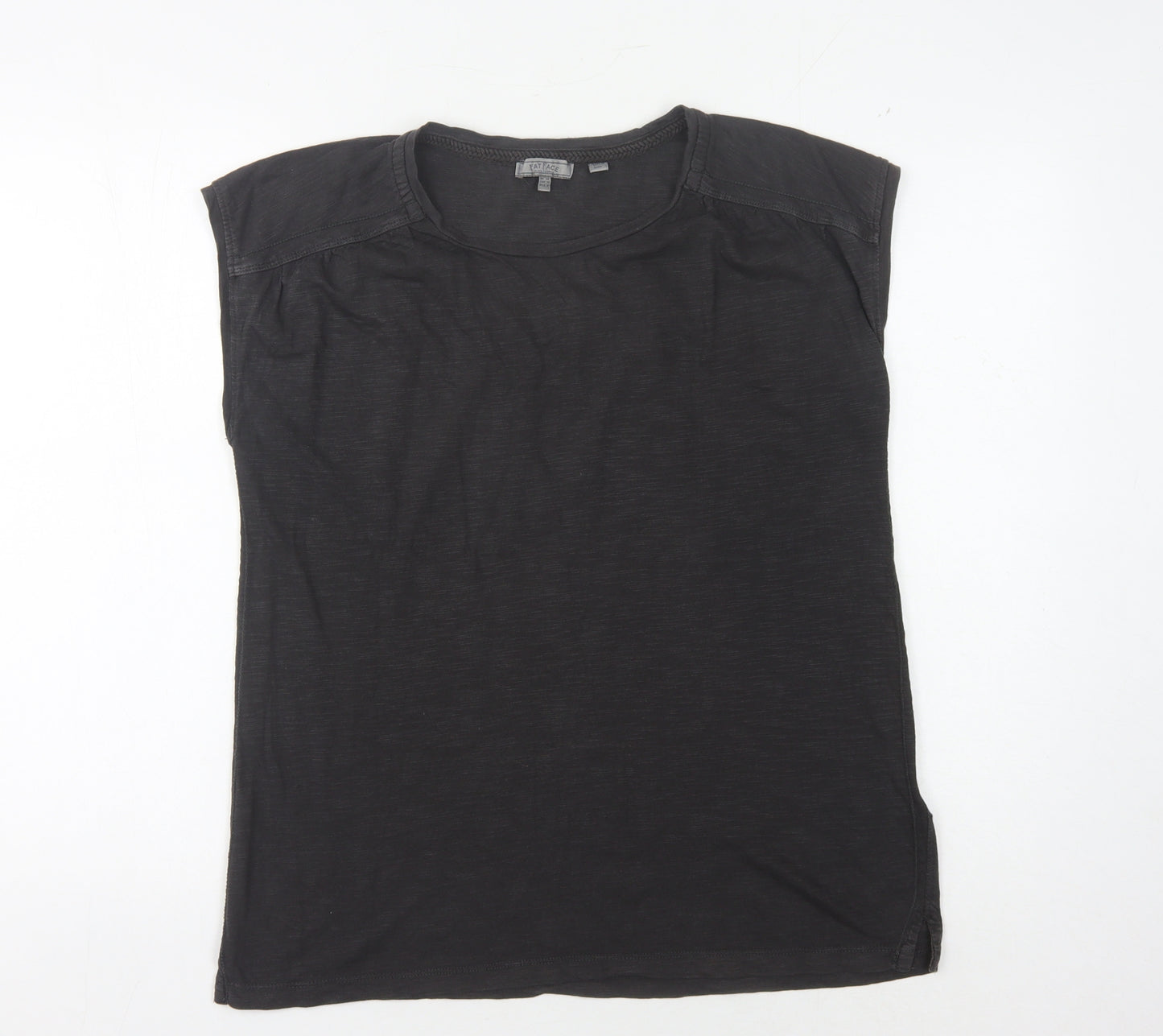 Fat Face Women's Black Crew Neck Cotton Blend Top