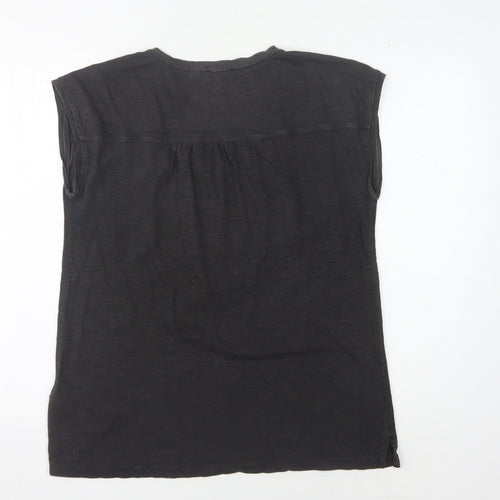 Fat Face Women's Black Crew Neck Cotton Blend Top