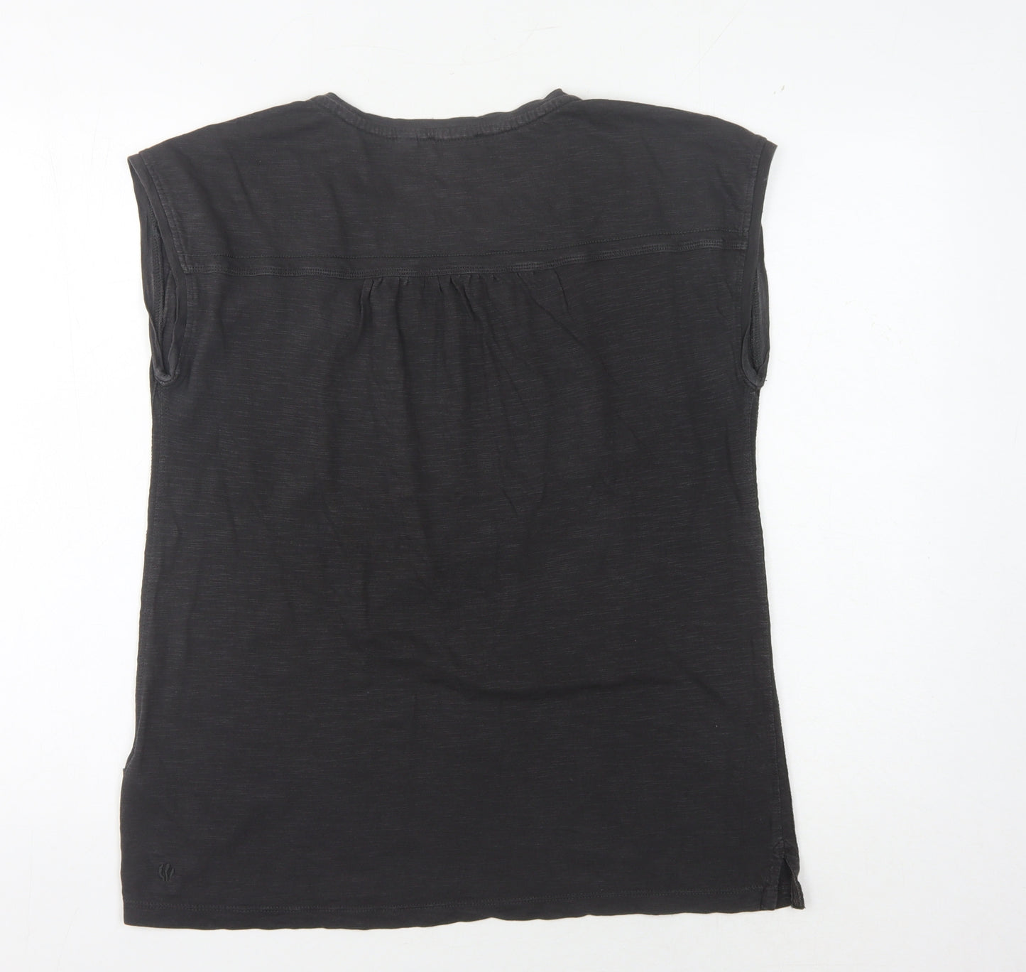 Fat Face Women's Black Crew Neck Cotton Blend Top