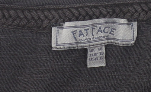 Fat Face Women's Black Crew Neck Cotton Blend Top