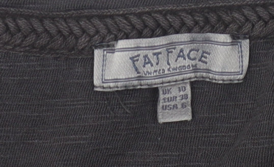 Fat Face Women's Black Crew Neck Cotton Blend Top