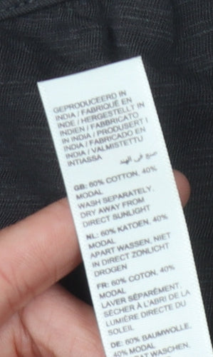 Fat Face Women's Black Crew Neck Cotton Blend Top