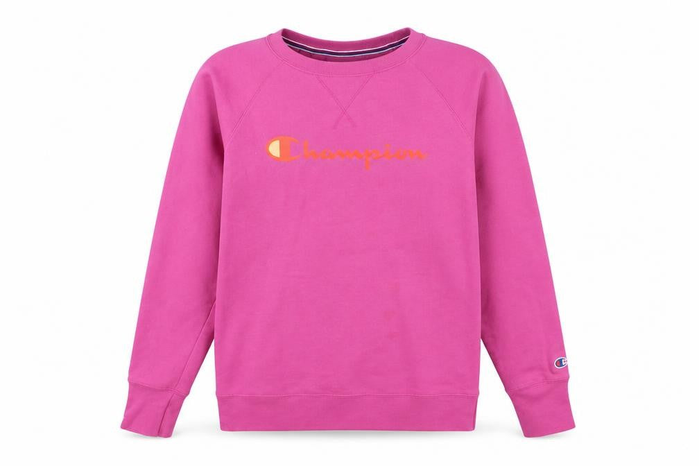 Front view of Champion Women's Pink Pullover Sweatshirt M