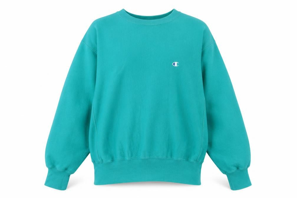 Front view of Champion Green Pullover Sweatshirt unisex m