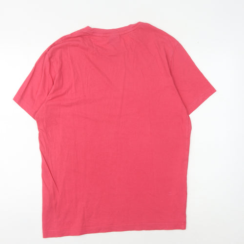 Champion Men's Red Crew Neck T-Shirt, Size L, Logo Accent